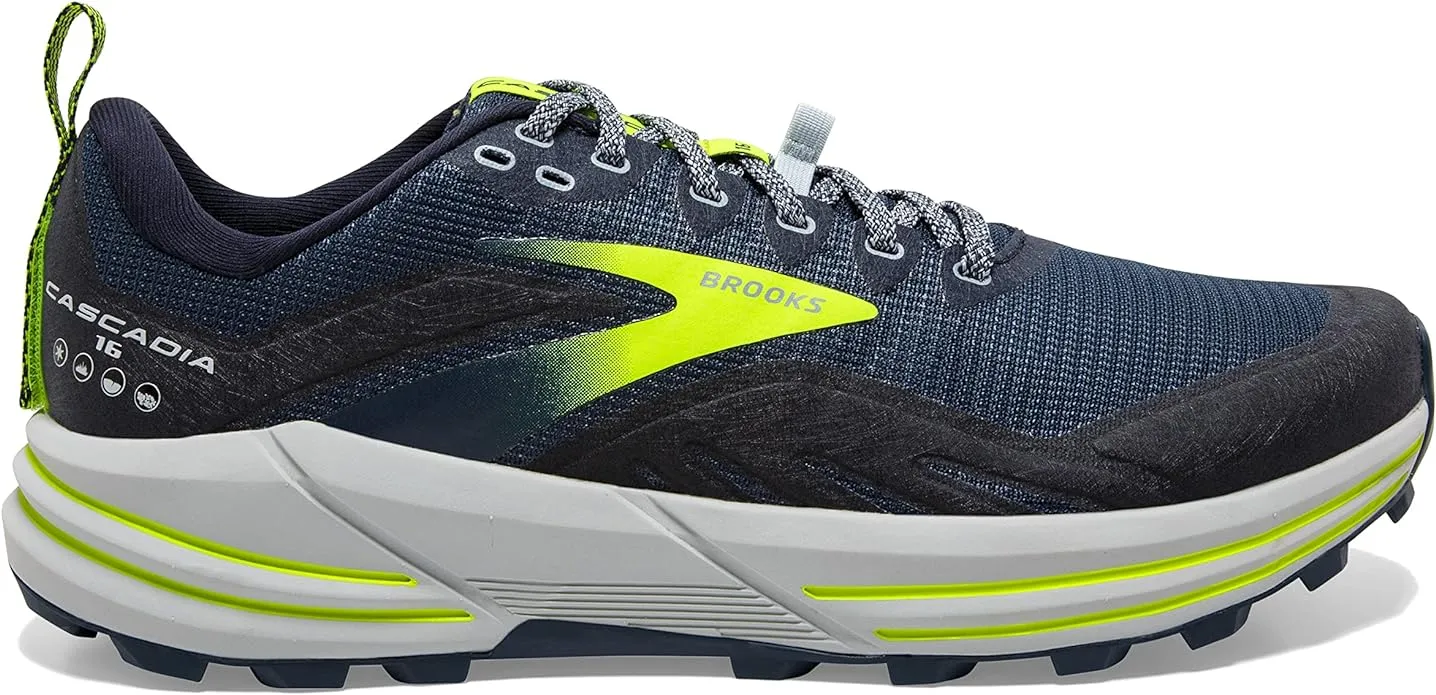 1103761D411 Brooks Men's Cascadia 16 Trail Titan/Peacoat/Nightlife Size 8.5 - Like New
