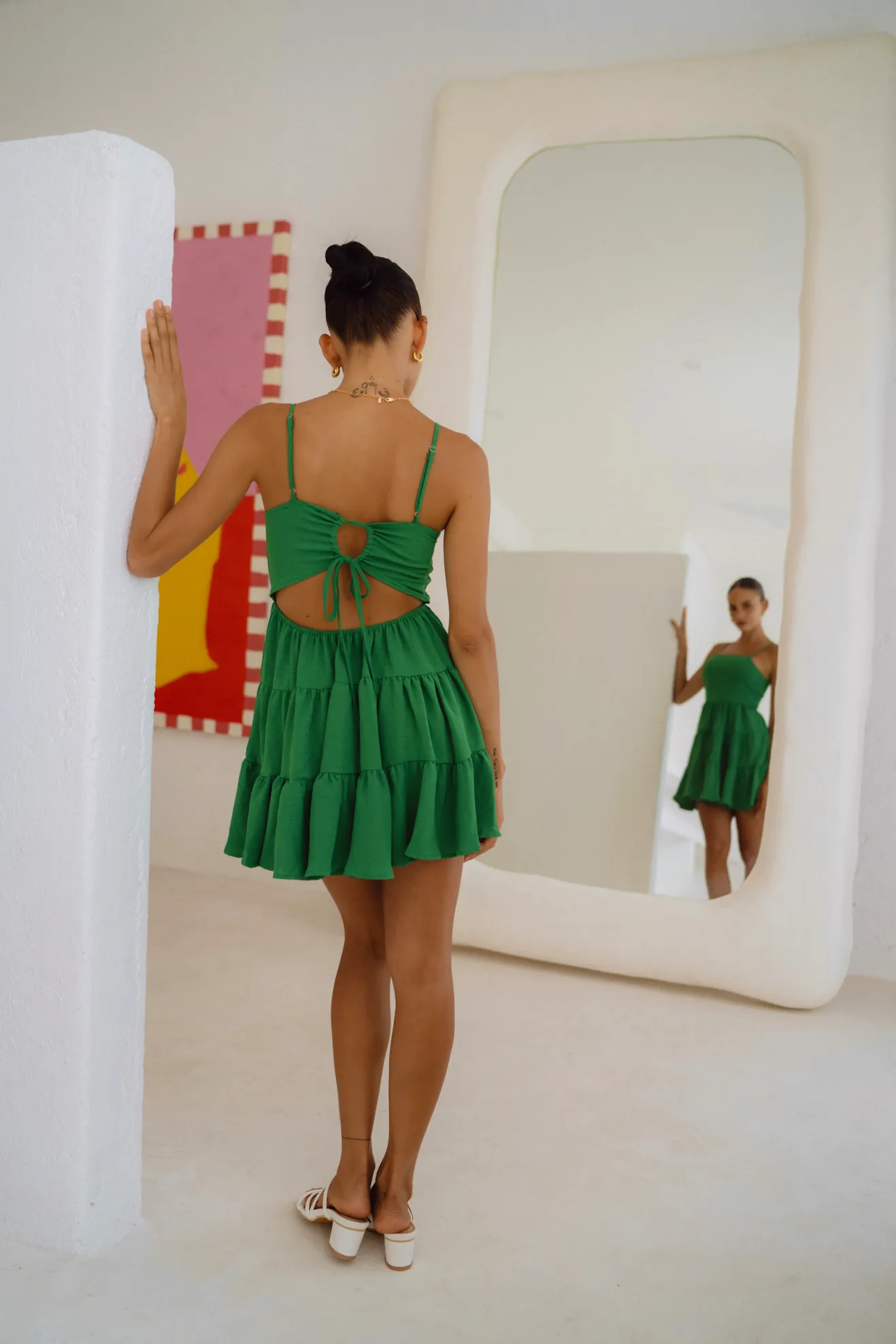 Amalia Green Tie Back Mini Dress