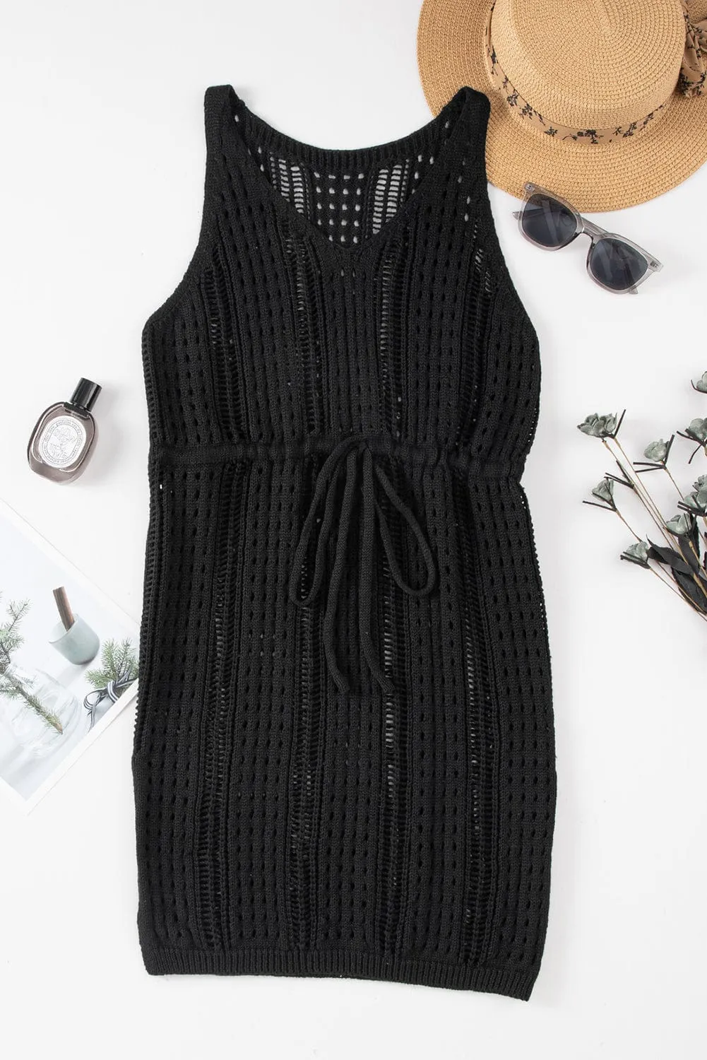 Black Crochet Beach Cover-Up Dress
