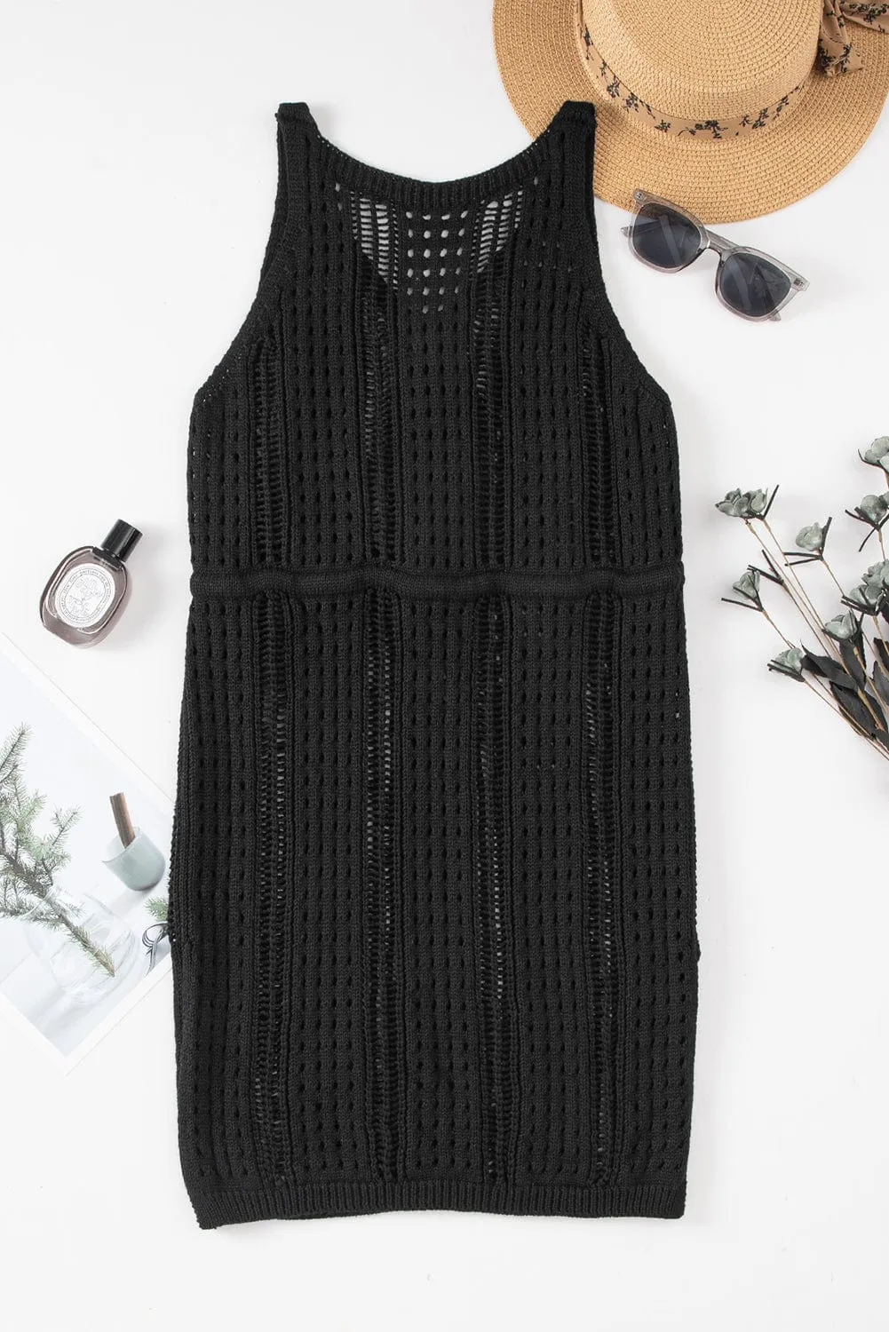 Black Crochet Beach Cover-Up Dress