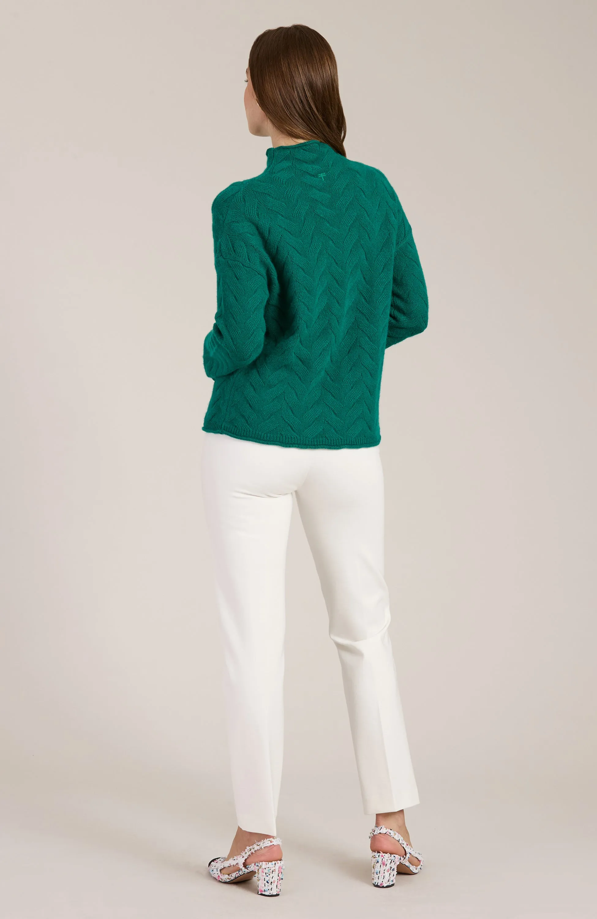Cashmere Basketweave Sweater - Kelly Green