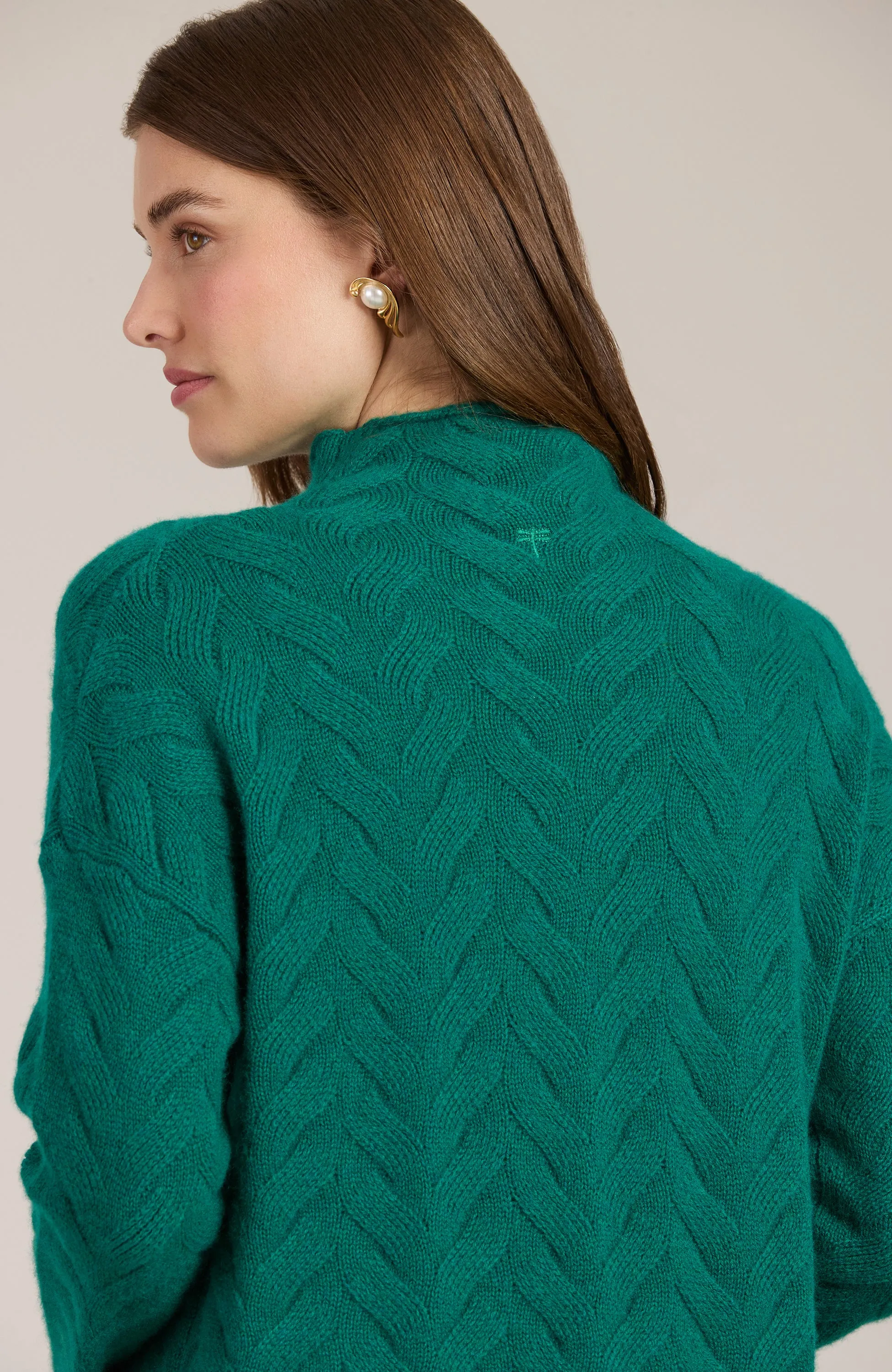 Cashmere Basketweave Sweater - Kelly Green