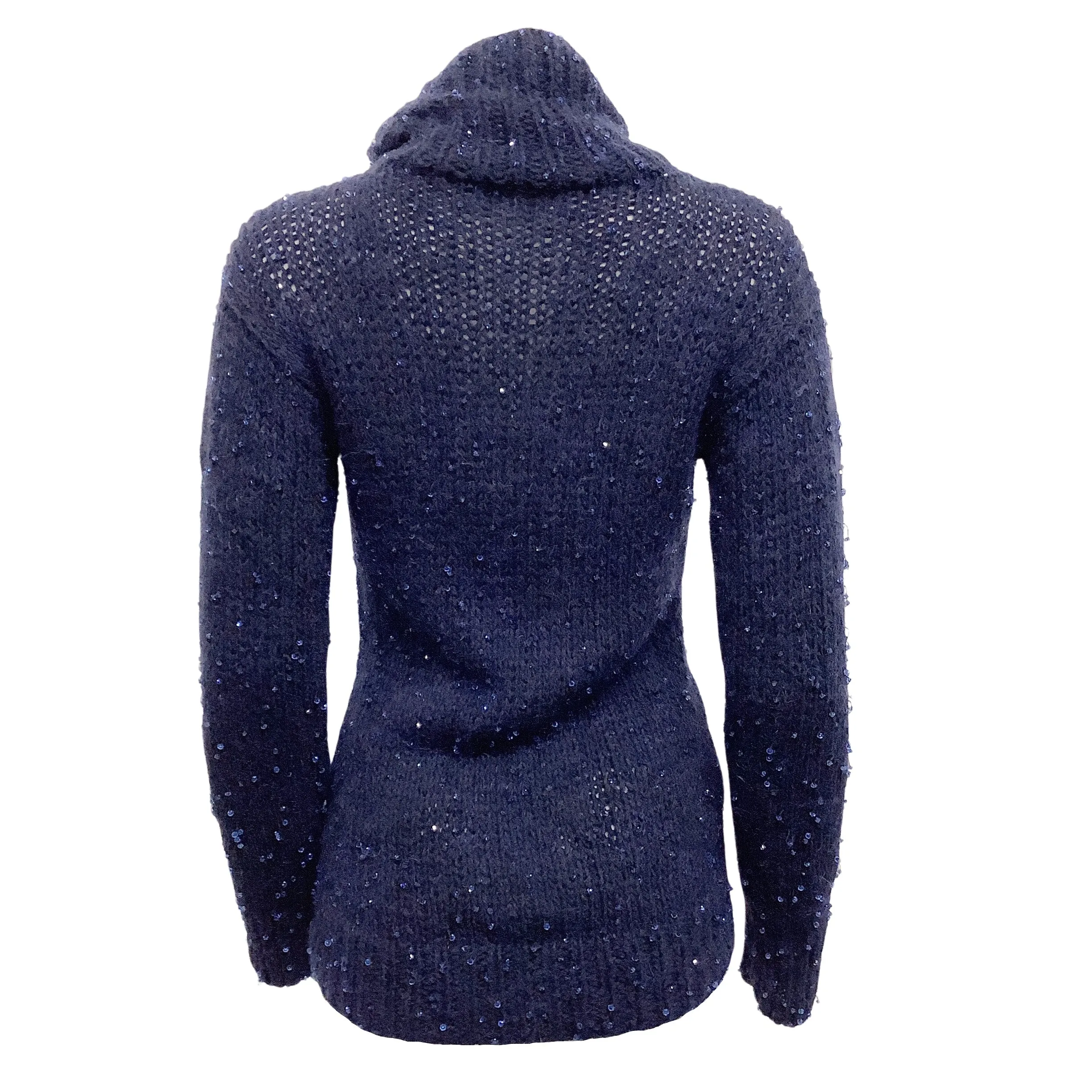 Chanel Navy Blue Cashmere and Mohair Sweater with Sequins
