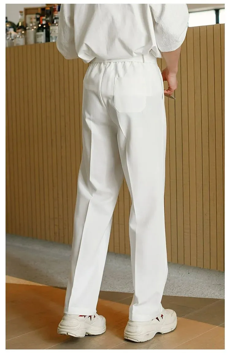 Chuan Pleated Waist Belt Pants