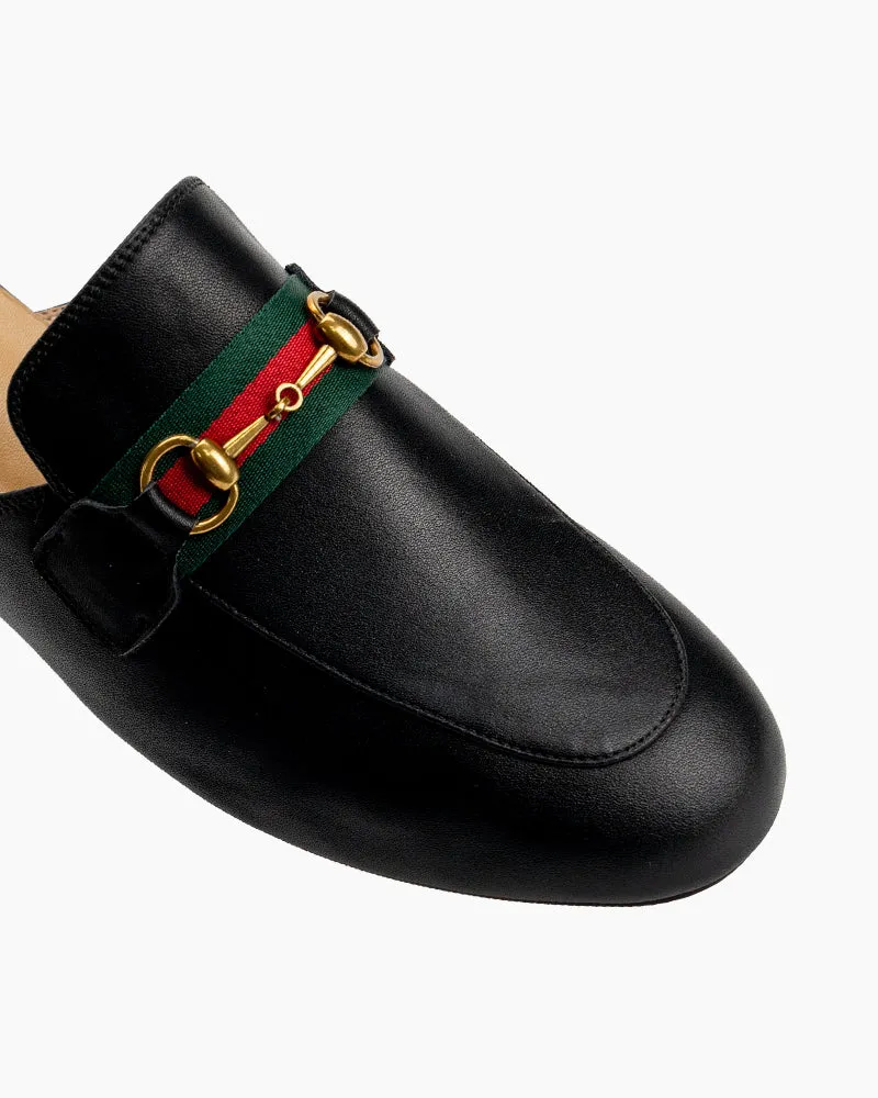 Classic Metal Buckle  Slip On Backless Comfortable Flat Mules