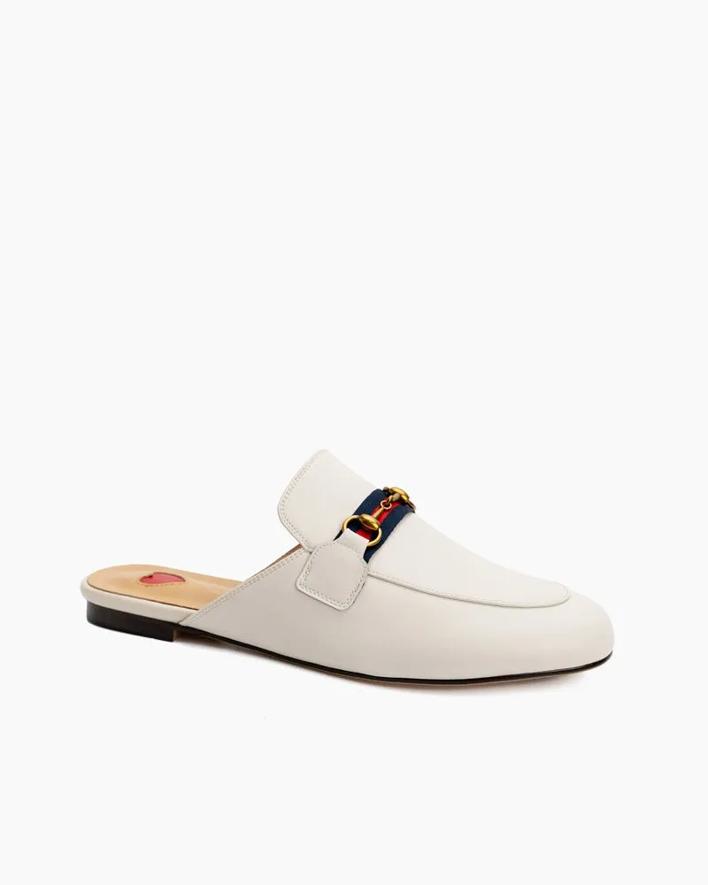 Classic Metal Buckle  Slip On Backless Comfortable Flat Mules