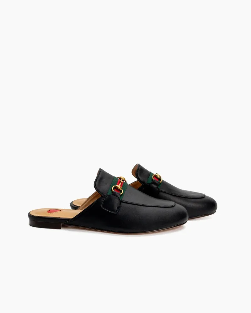 Classic Metal Buckle  Slip On Backless Comfortable Flat Mules