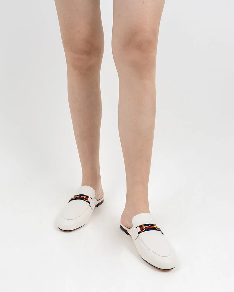 Classic Metal Buckle  Slip On Backless Comfortable Flat Mules