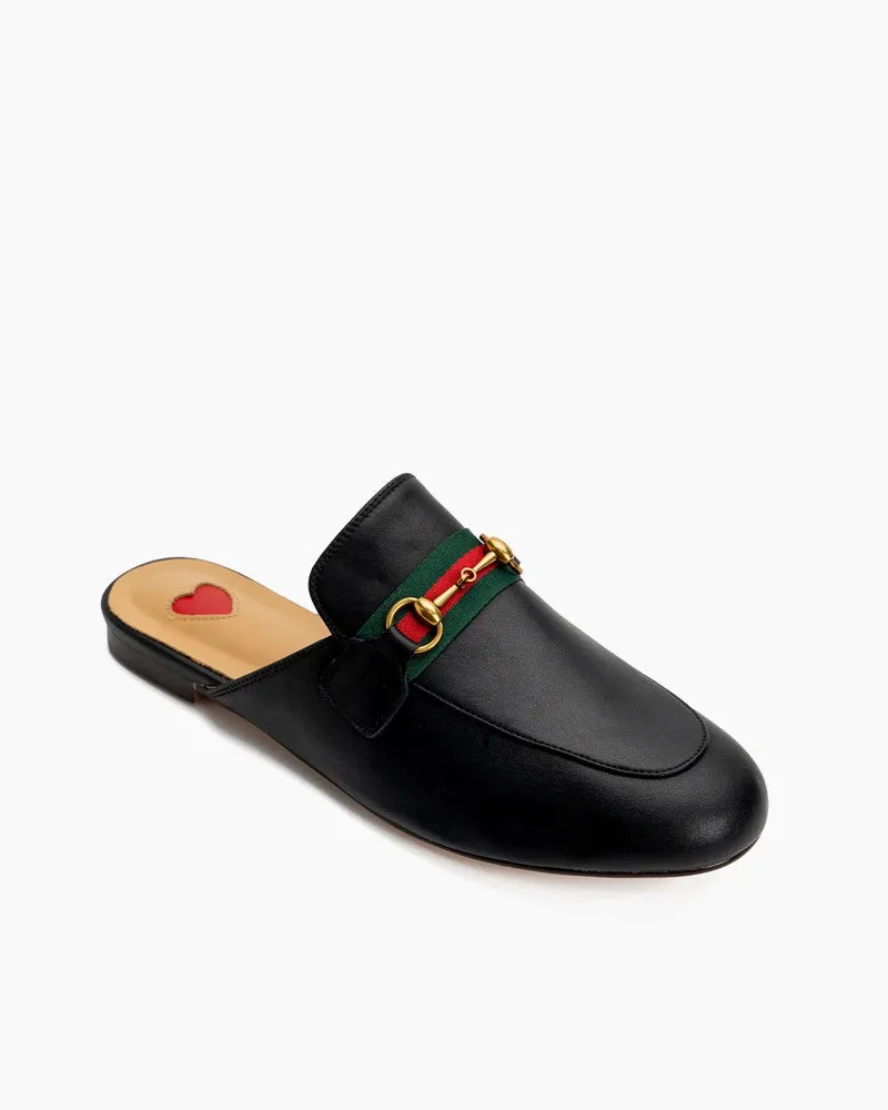 Classic Metal Buckle  Slip On Backless Comfortable Flat Mules