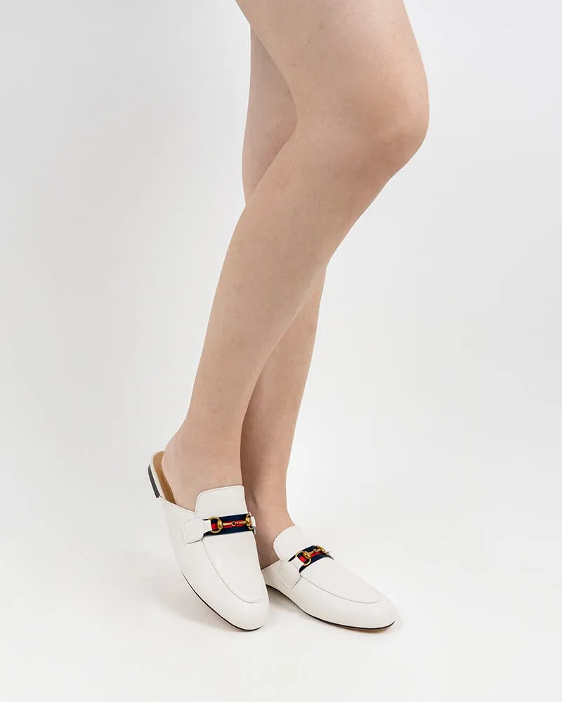 Classic Metal Buckle  Slip On Backless Comfortable Flat Mules