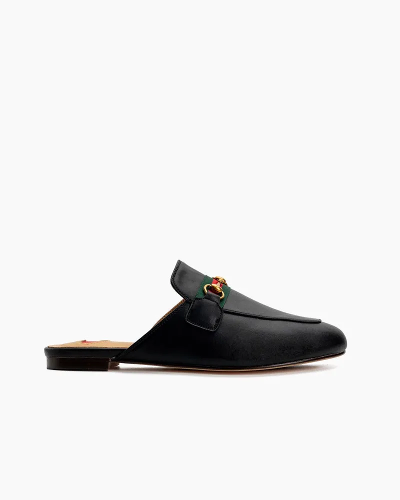 Classic Metal Buckle  Slip On Backless Comfortable Flat Mules