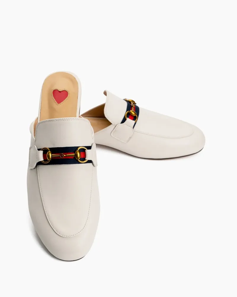 Classic Metal Buckle  Slip On Backless Comfortable Flat Mules