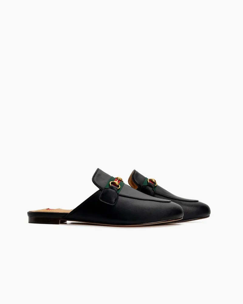 Classic Metal Buckle  Slip On Backless Comfortable Flat Mules