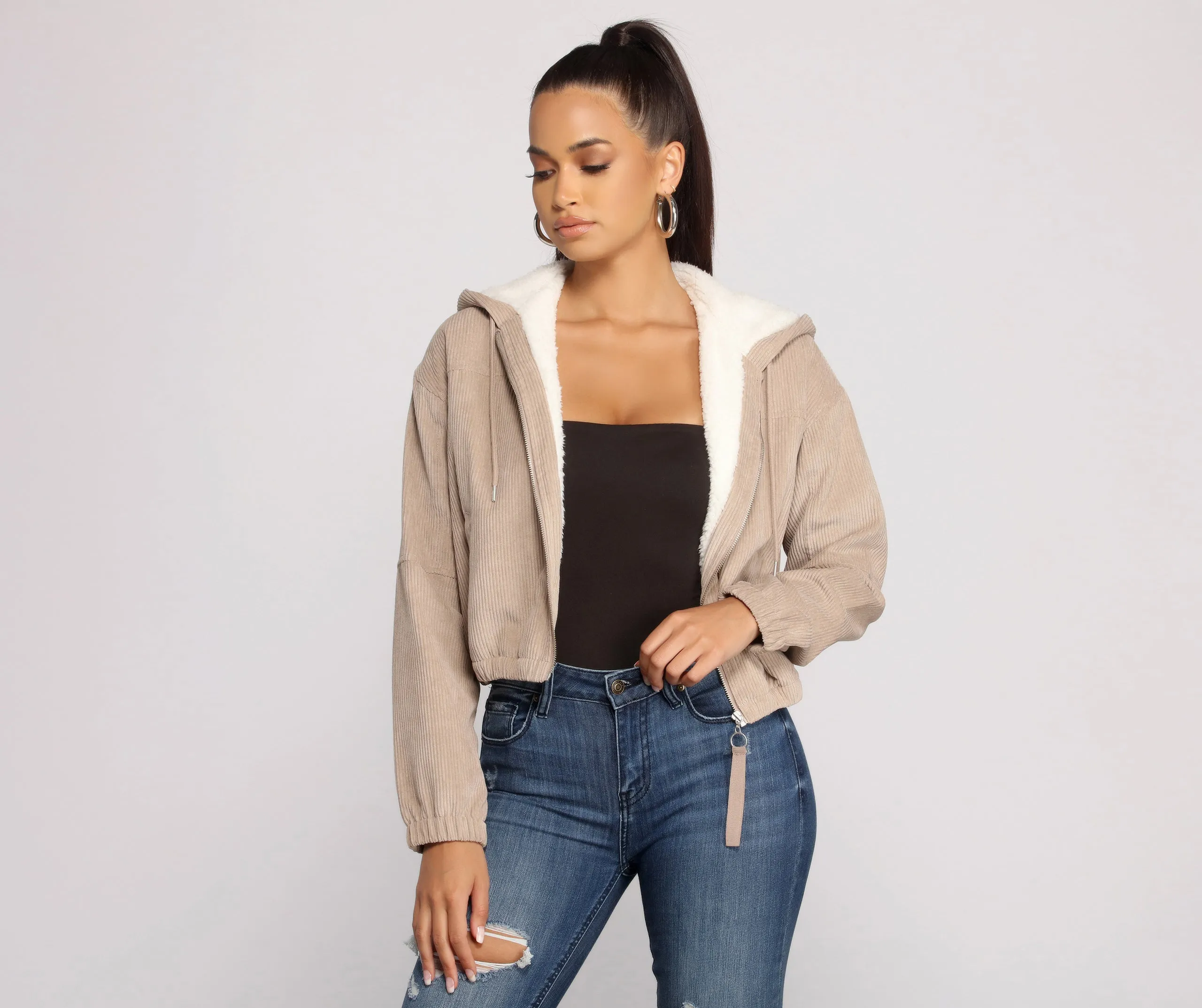 Corduroy Cutie Cropped Sherpa Jacket