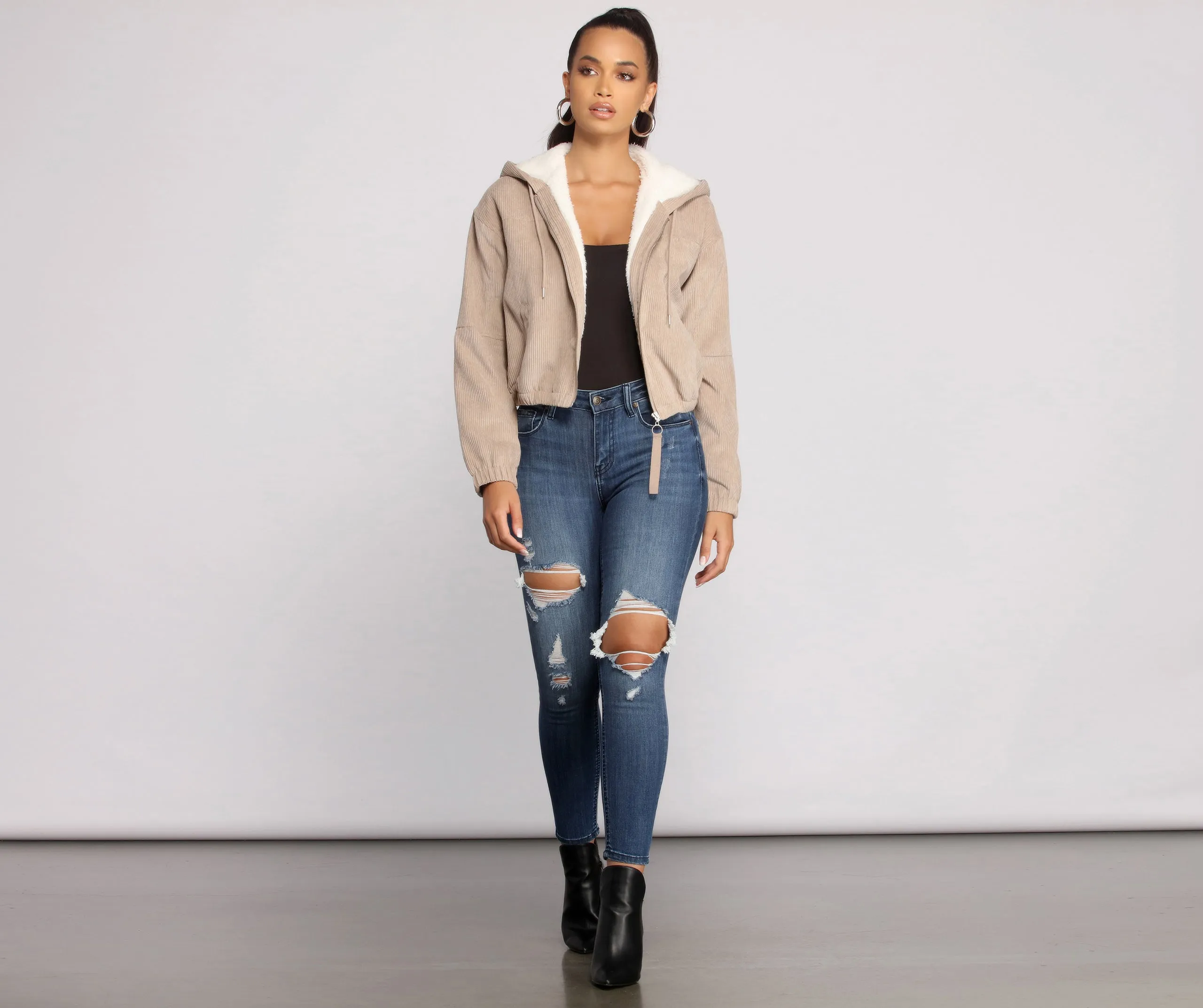 Corduroy Cutie Cropped Sherpa Jacket