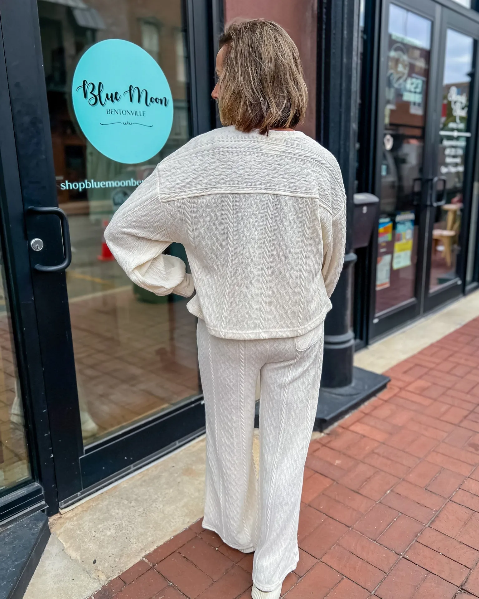Cream Cableknit Loungewear SET
