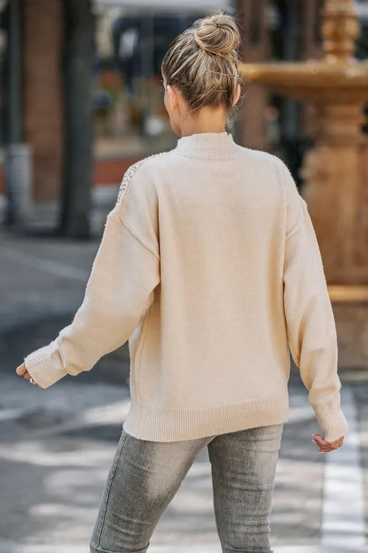 Cream Stardust Detial Sweater Top