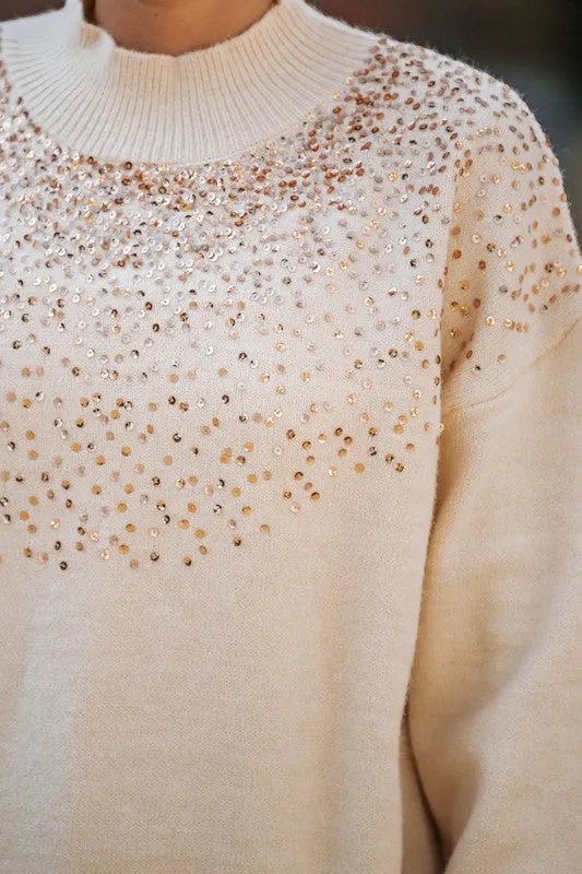 Cream Stardust Detial Sweater Top
