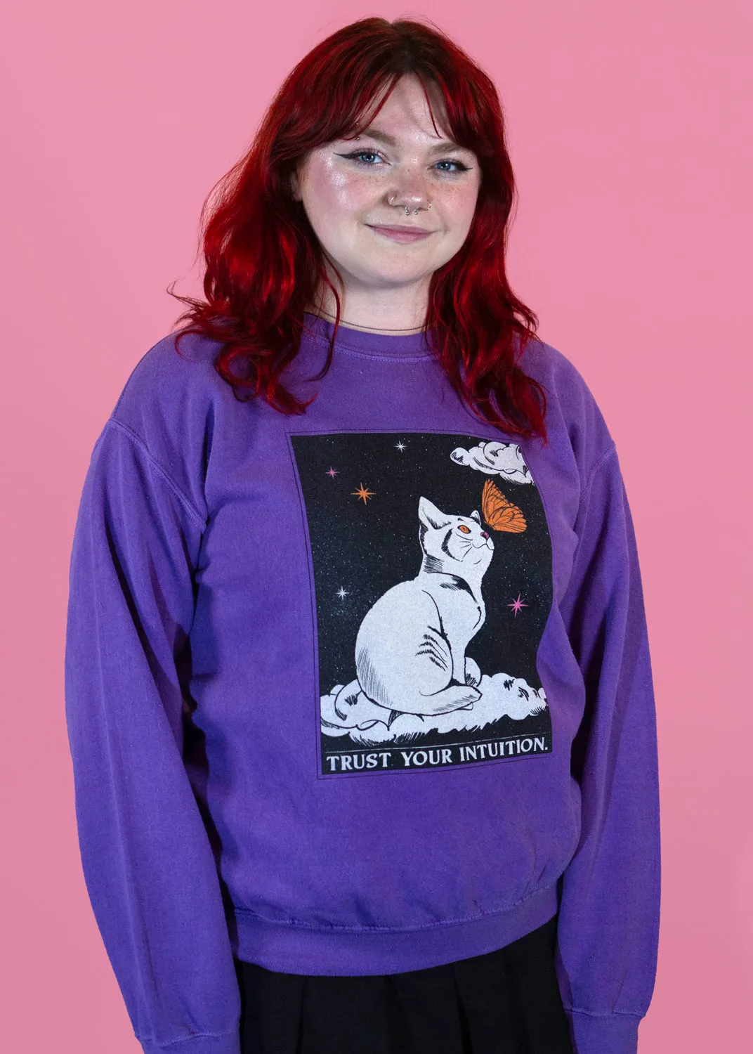 Daisy Street - Violet Trust Your Intuition Cat Sweater