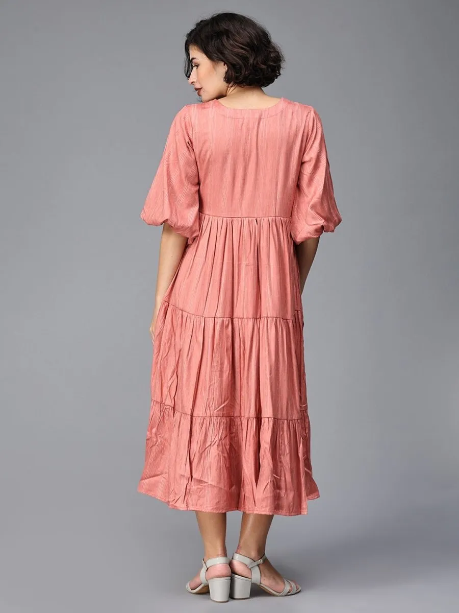 Dutch Tulips Maternity And Nursing Midi Tier Dress