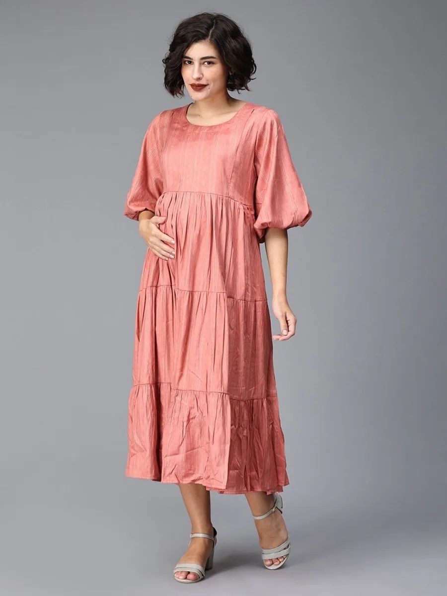 Dutch Tulips Maternity And Nursing Midi Tier Dress
