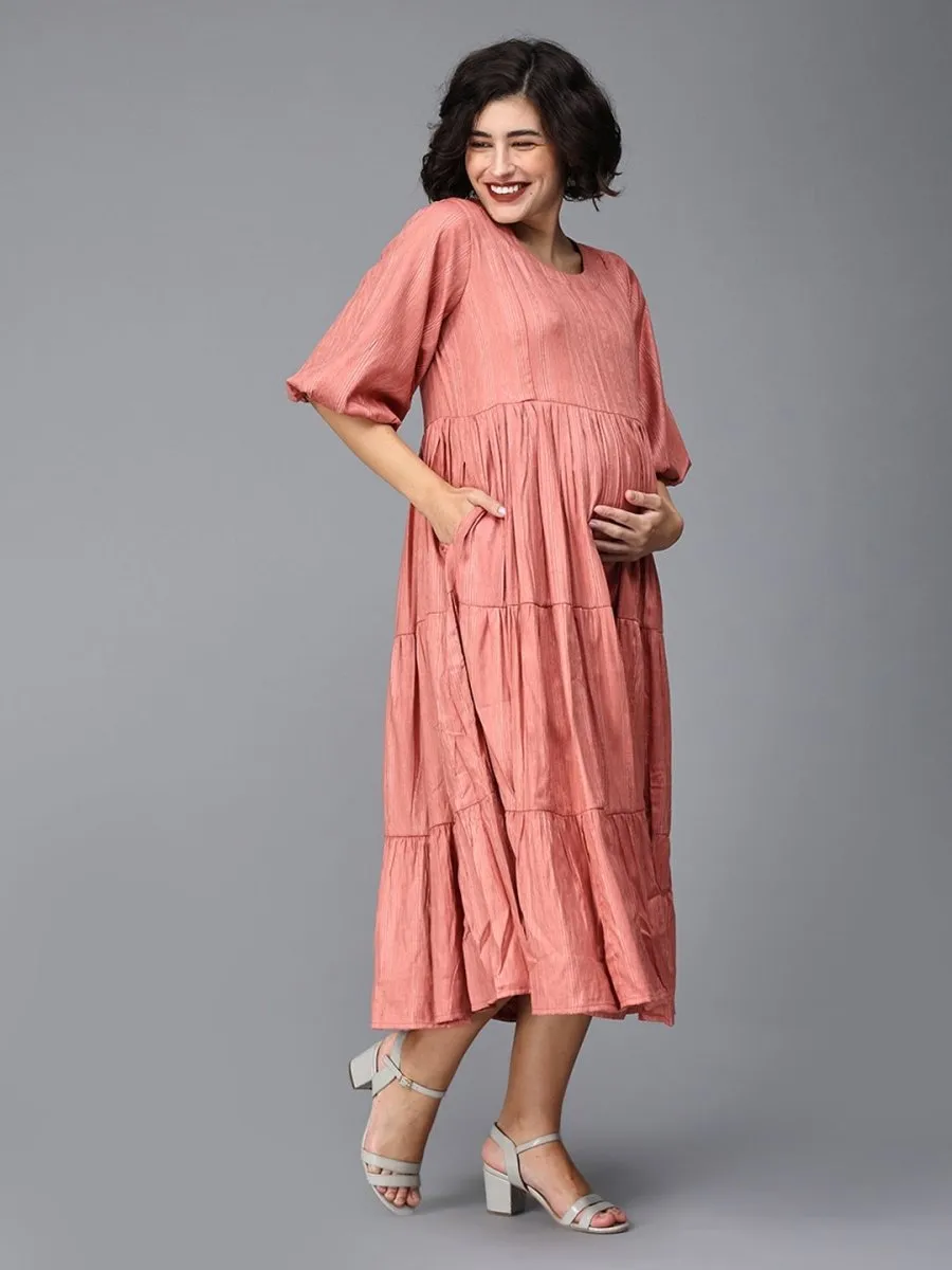 Dutch Tulips Maternity And Nursing Midi Tier Dress