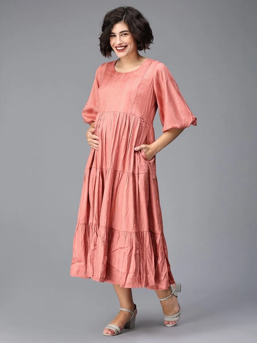Dutch Tulips Maternity And Nursing Midi Tier Dress