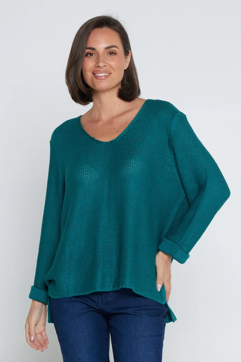 Emmy Cotton Knit Jumper - Teal