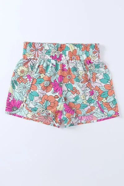 Floral Elastic Waist Shorts