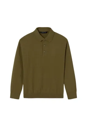 Green Khaki Polo Neck Sweater