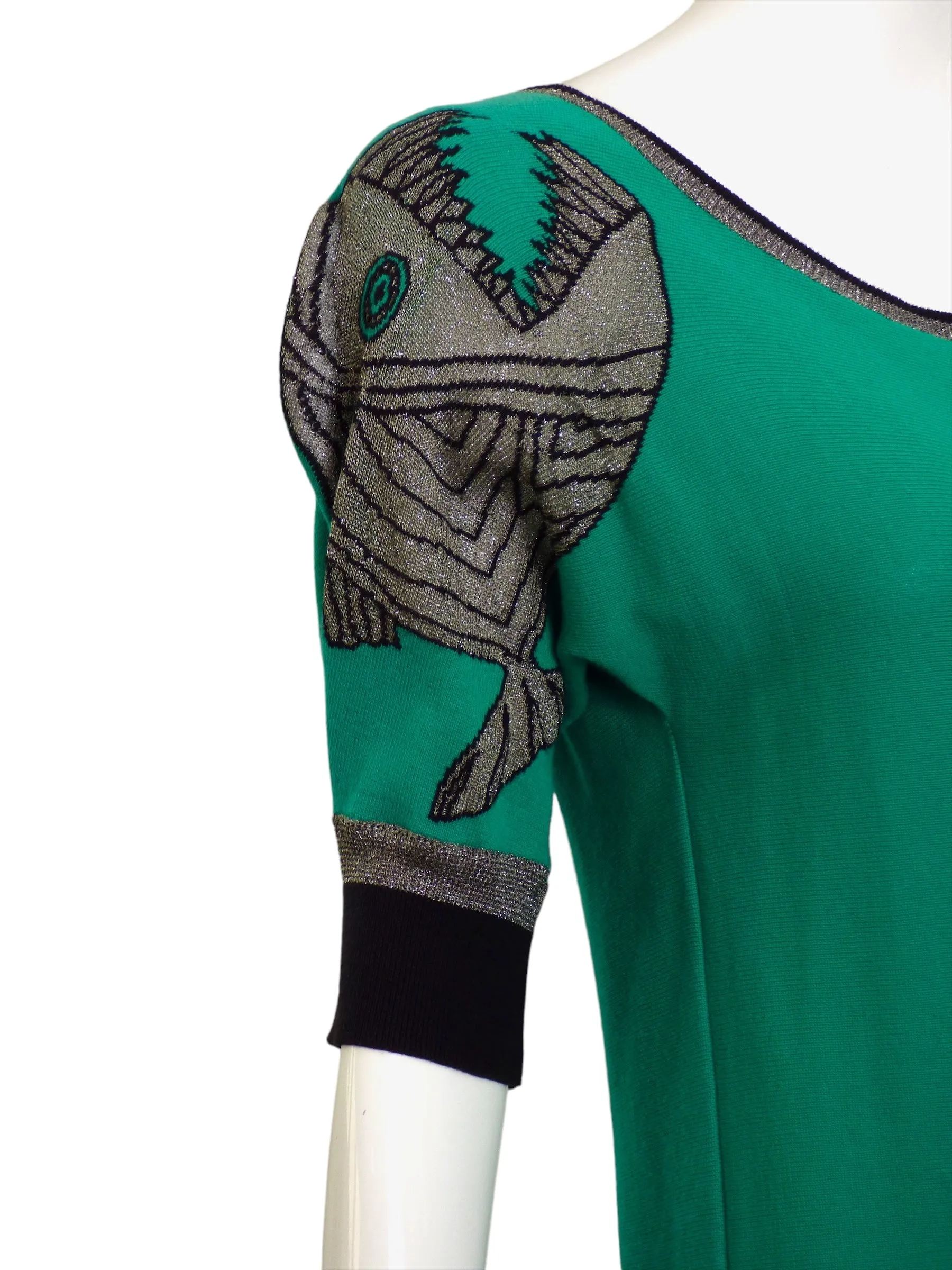 JC de CASTELBAJAC- NWT 2012 Green Knit Piranha Dress, Size 4