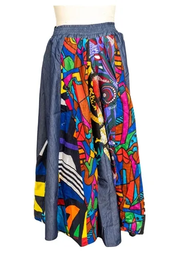 Kara Chic 7002M Mixed Print Skirt