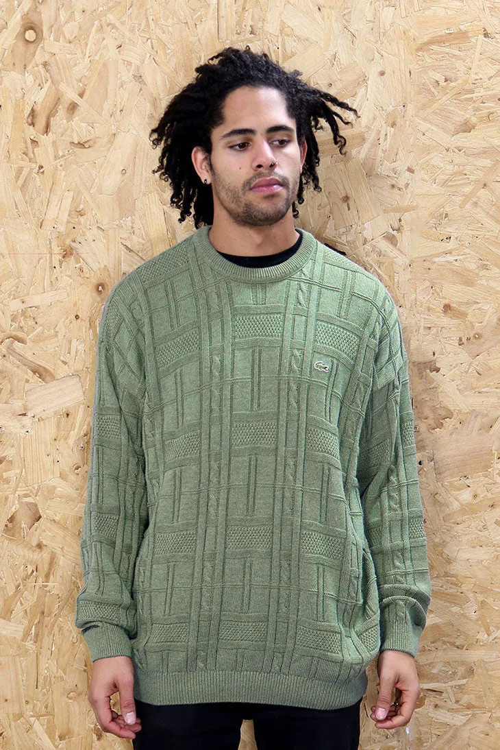 Lacoste Sage Green Textured Jumper