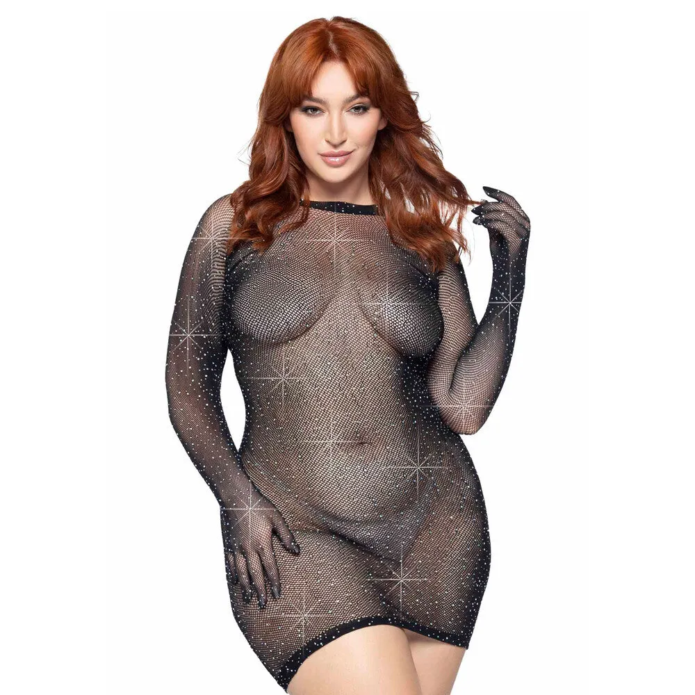 Leg Avenue Rhinestone Gloved Dress Plus Size 14 To 18
