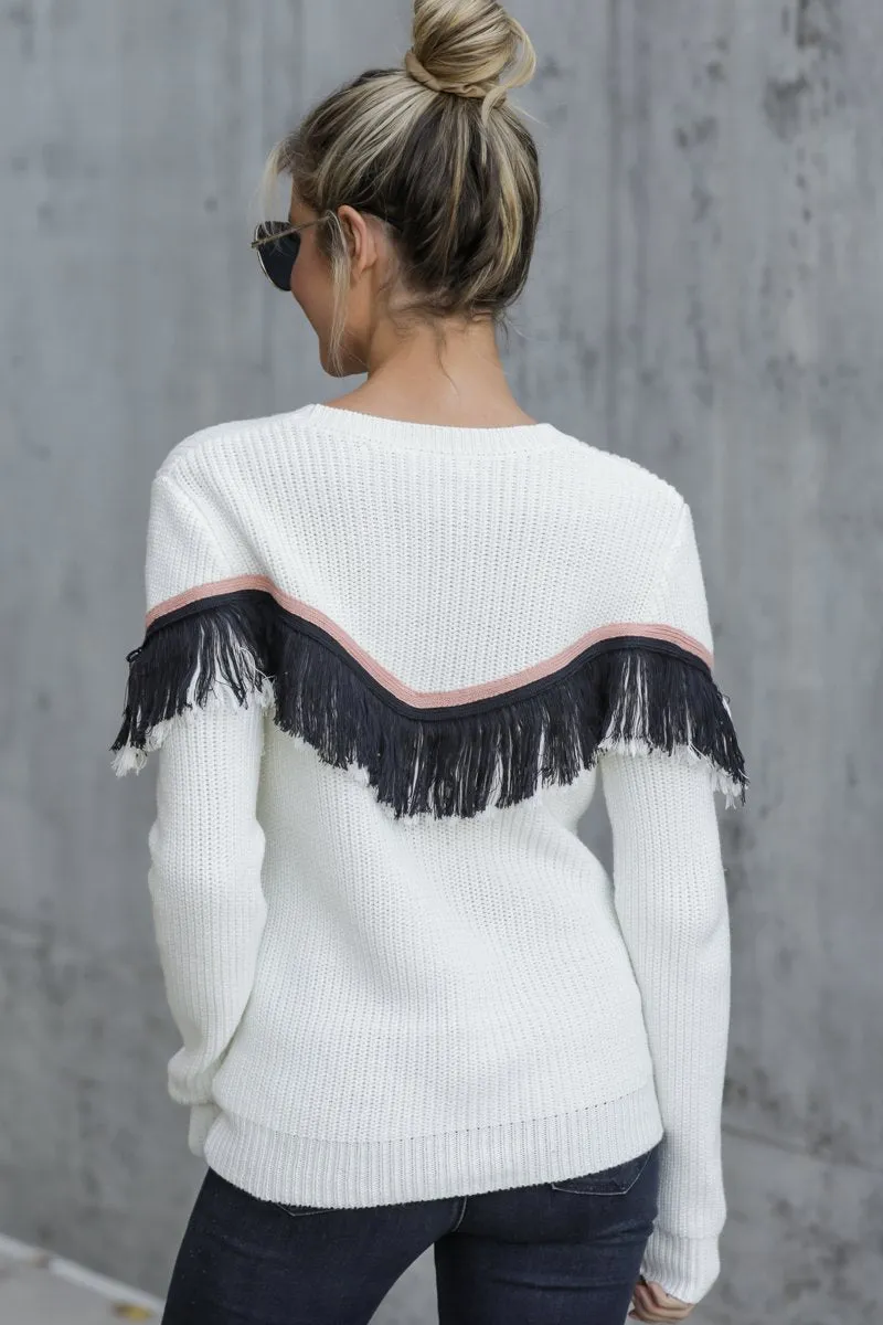 Looking Ahead White Sweater