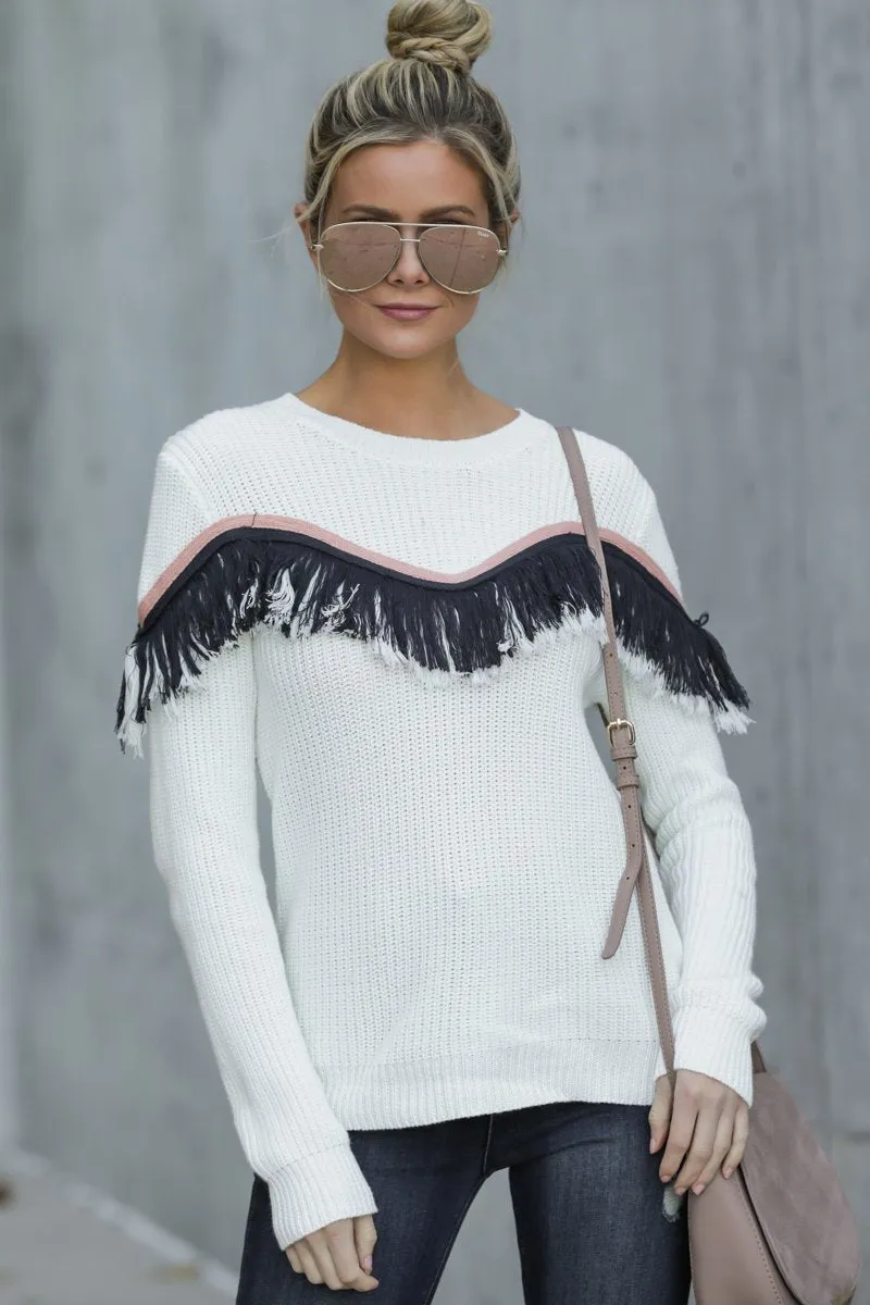 Looking Ahead White Sweater
