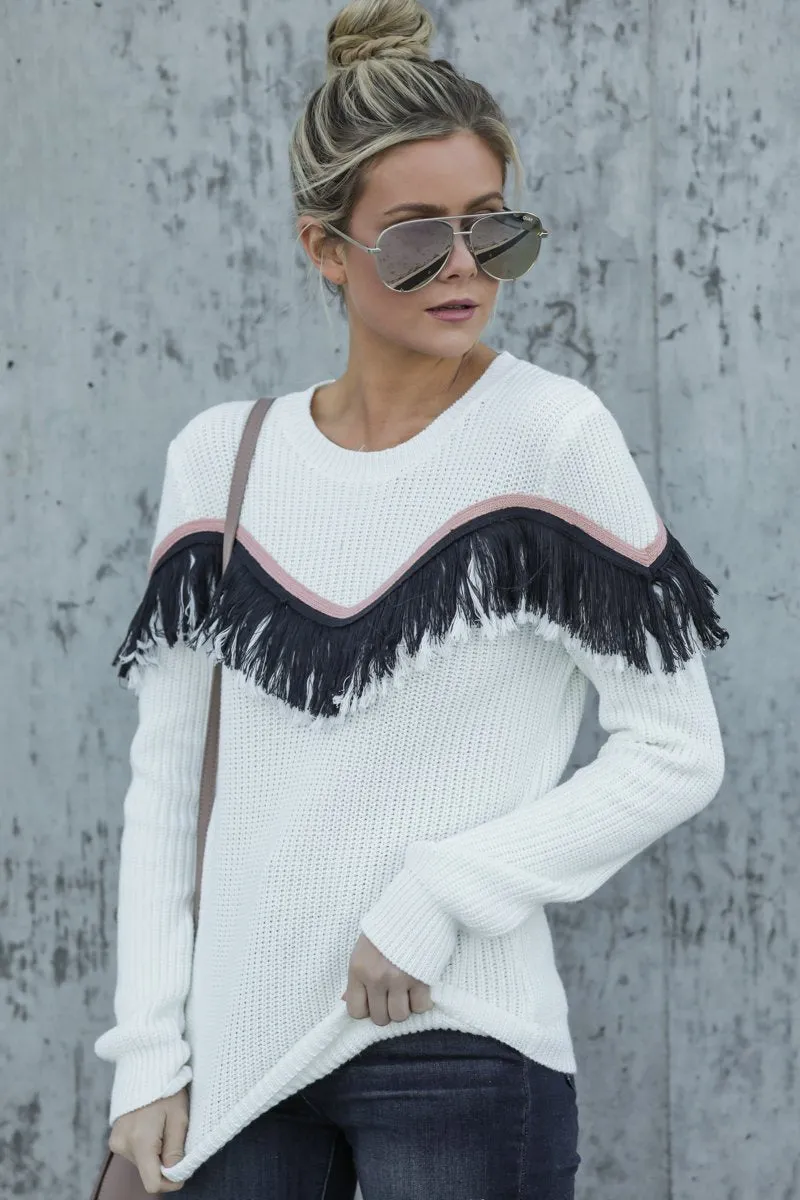 Looking Ahead White Sweater