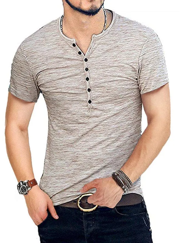 Men's Short Sleeve Henley Collar Shirt