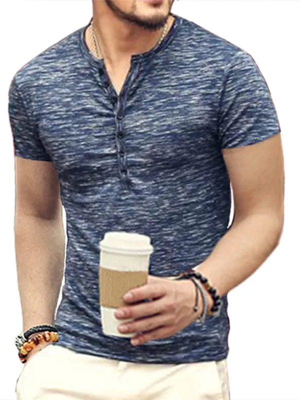 Men's Short Sleeve Henley Collar Shirt