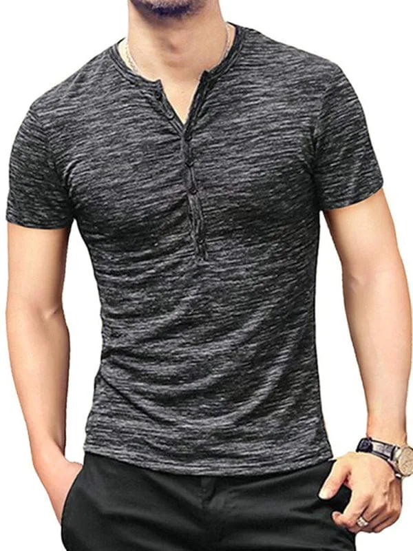 Men's Short Sleeve Henley Collar Shirt