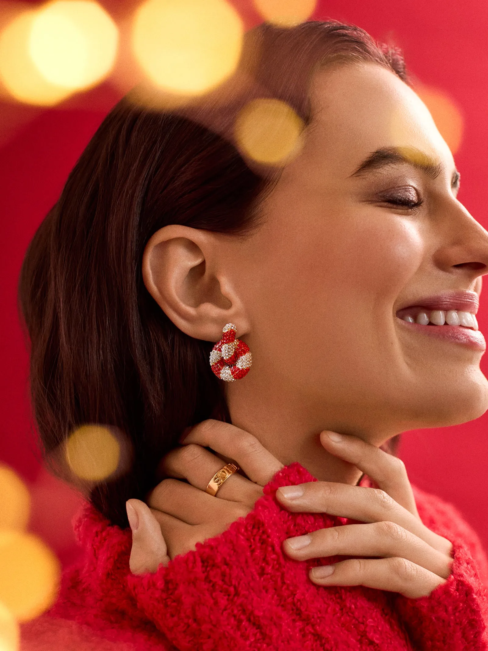 Mint to Be Hoop Earrings - Red/White
