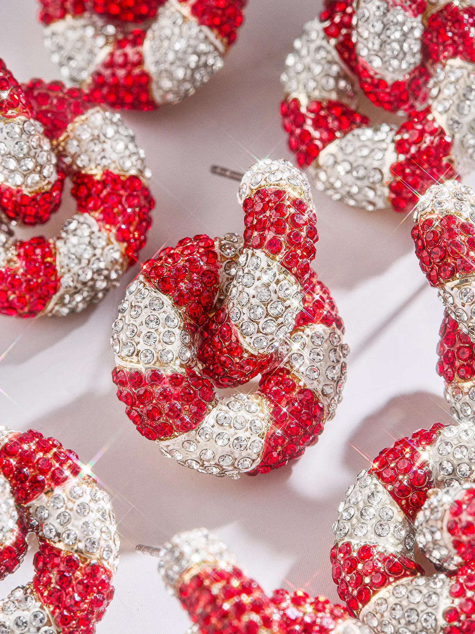 Mint to Be Hoop Earrings - Red/White