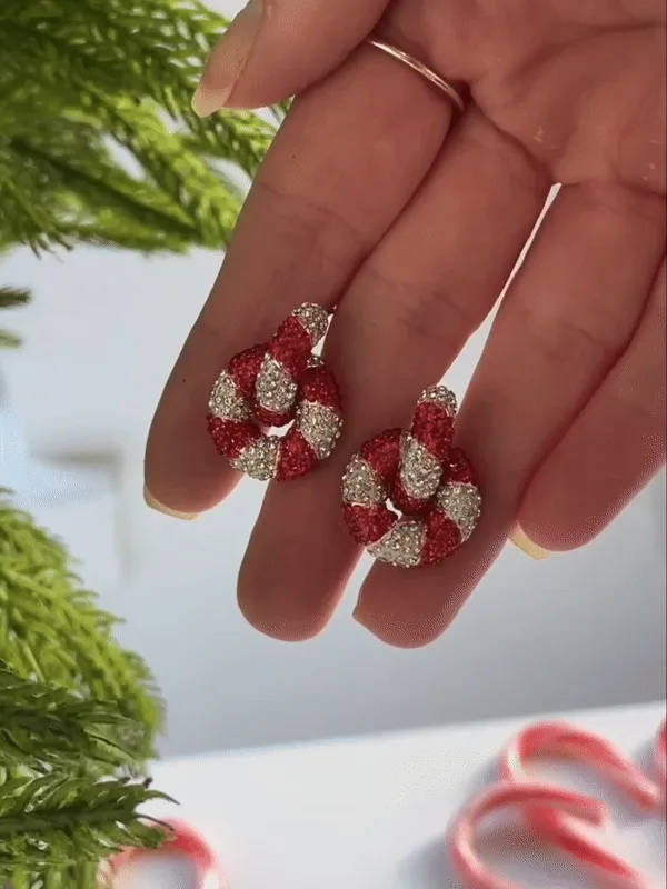 Mint to Be Hoop Earrings - Red/White