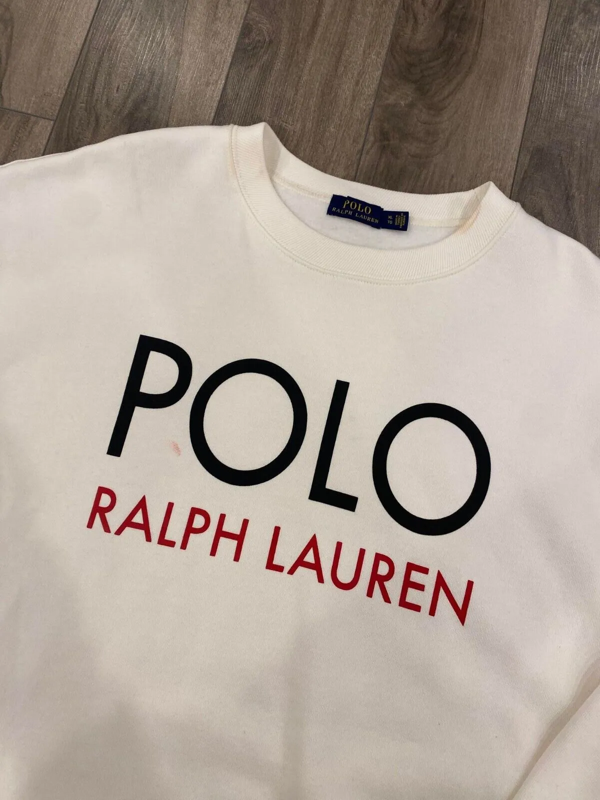 Polo Ralph Lauren Big Logo Sweatshirt Womens XL White Pullover Sweater