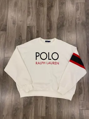 Polo Ralph Lauren Big Logo Sweatshirt Womens XL White Pullover Sweater