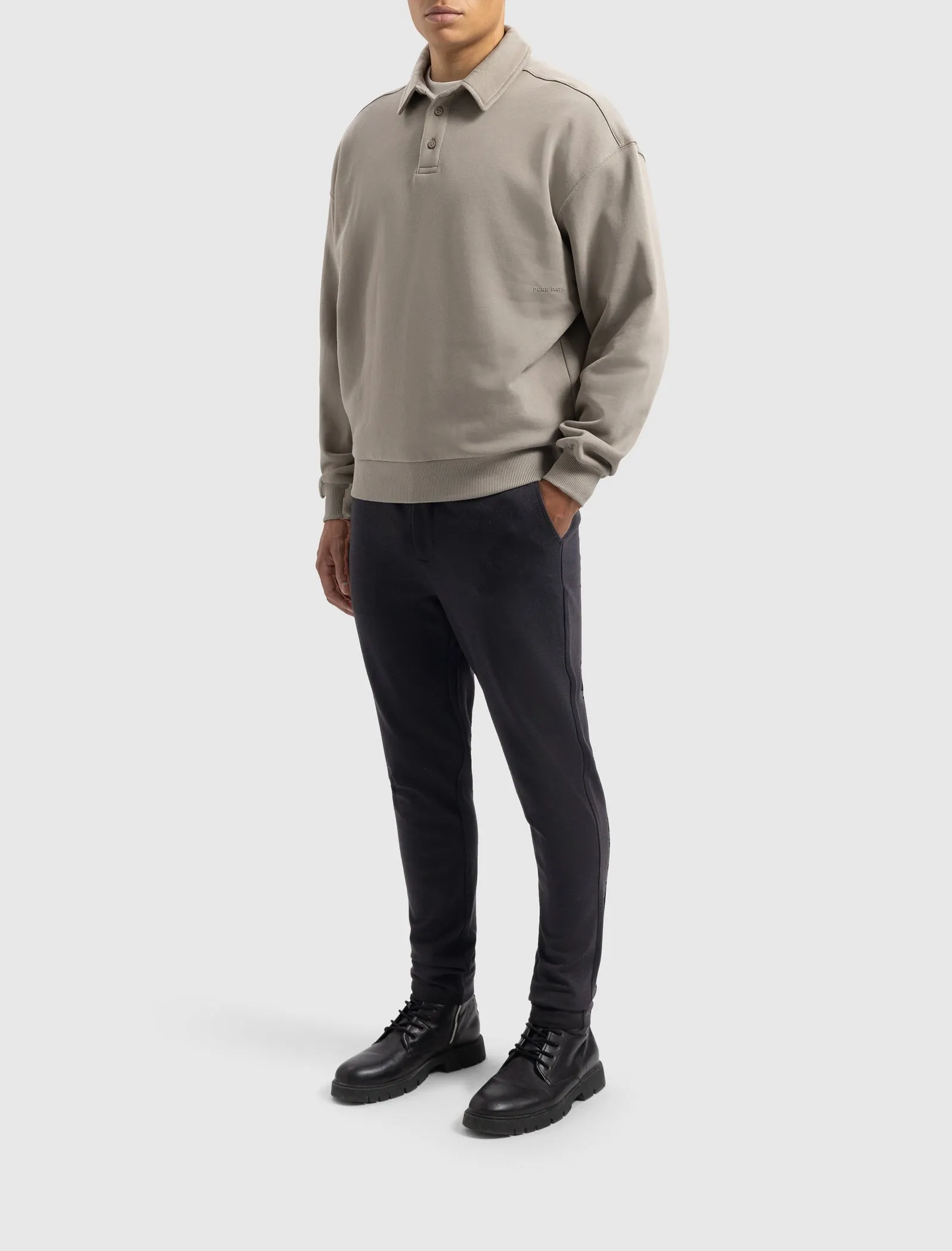 Sideline Wordmark Polo Sweater | Taupe