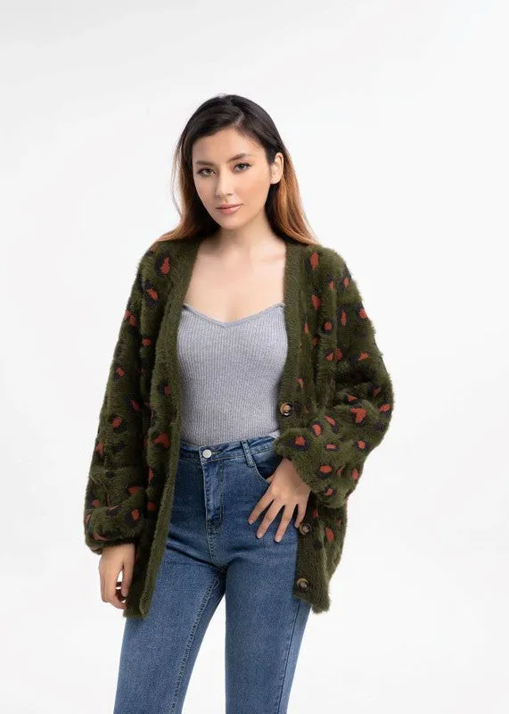TEEK - Olive Animal Print Sweater