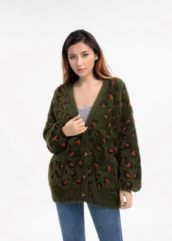 TEEK - Olive Animal Print Sweater