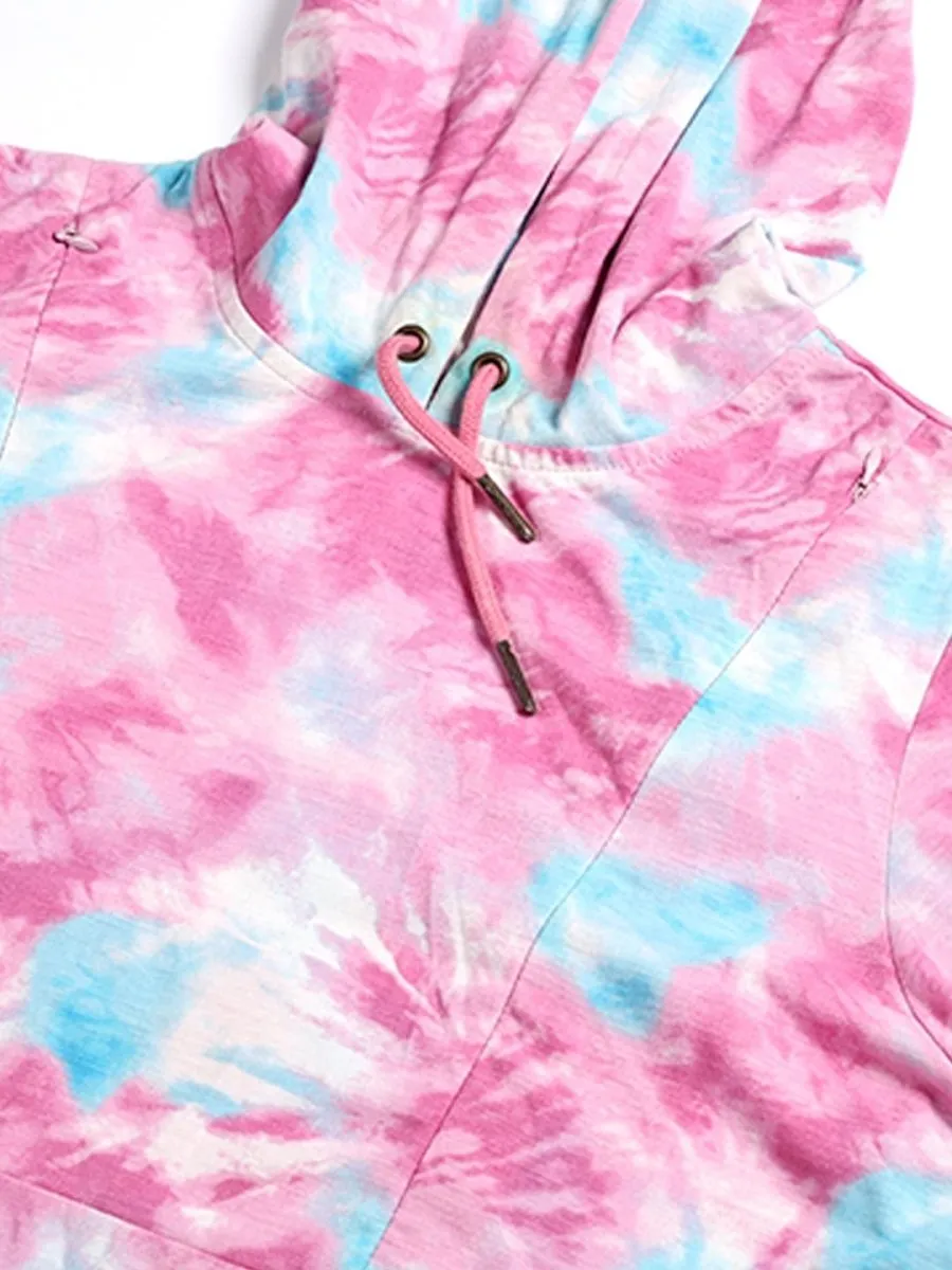 Tie & Dye Maternity Hoodie Dress with Nursing