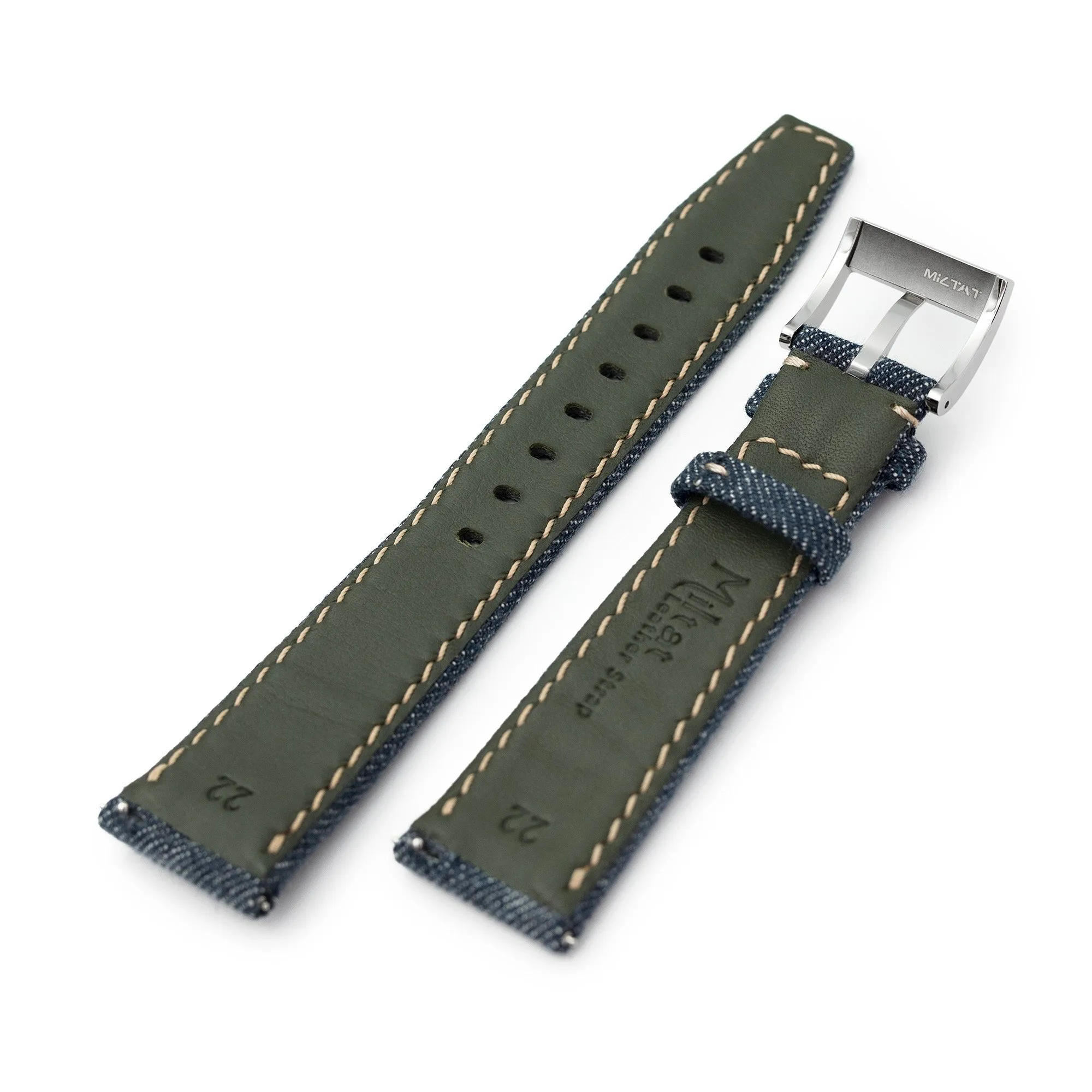 Upcycled Denim Blue Quick Release Watch Band, 20mm or 22mm